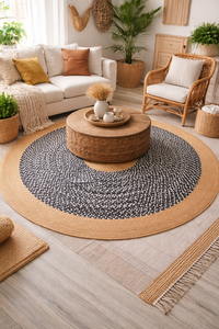 Juego de Alfombras de 6x6 Pies, Decoración para el Hogar, Alfombra de Yute y Algodón Antideslizante y Acolchada, Alfombra Ecológica para Sala de Estar, Alfombra Gruesa para Cocina - Product Image 2