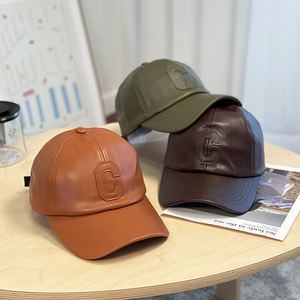 Wholesale Outdoor Custom Patch Logo Adjustable Curved Brim Dad <b>Hat</b> Vintage 6 Panel Washed Leather Baseball Cap - Product Image 6