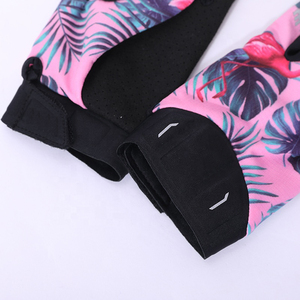 Gants de cyclisme à doigts entiers, respirants, en maille, à motif floral, avec fermeture auto-agrippante, unisexes, pour la course en plein air - Product Image 4