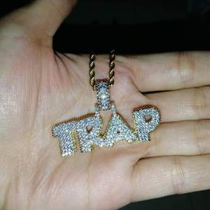 Collar con Colgante de Letra de Plata de Ley 925 con Moissanita, Joyería Personalizada Estilo Hip Hop con Cristales, para Uso Unisex - Product Image 3