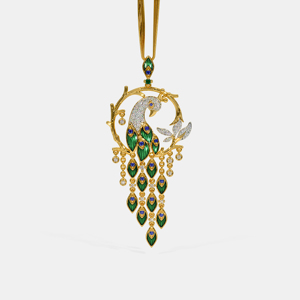 Collar con colgante de pavo real de oro de 24 quilates de lujo con incrustaciones de diamantes y esmeraldas, cadena de serpiente, regalo de joyería fina para mujer - Product Image 2