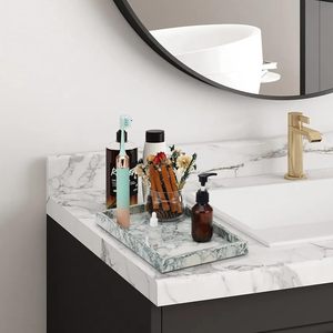 <b>Marble</b> Bathroom <b>Tray</b>,Pure Natural Vanity <b>Tray</b>,<b>Marble</b> <b>Tray</b> for <b>Kitchen</b> <b>Counter</b> Non-Ceramic/Non-Resin,Stone <b>Trays</b> Cyan Green - Product Image 2