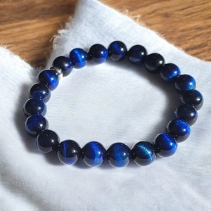 Factory Price High Quality 8mm Blue Tiger Eye Beaded Circle Bracelets Carved Natural <b>Crystal</b> Healing <b>Jewelry</b> Inspirational - Product Image 3