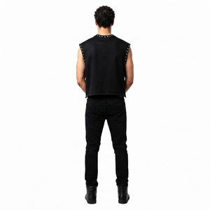 Camiseta sin mangas con estampado gráfico personalizado y pedrería, 100% algodón jersey, estilo vintage moderno, para un uso cómodo unisex. - Product Image 6