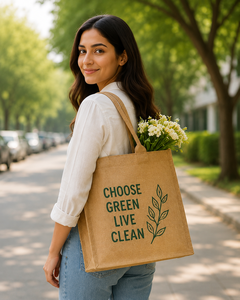 Choose Green Live Clean Jute Shopping <b>Bag</b> <b>Medium</b> <b>Size</b> Top Handle Eco Friendly Grocery Tote - Product Image 4