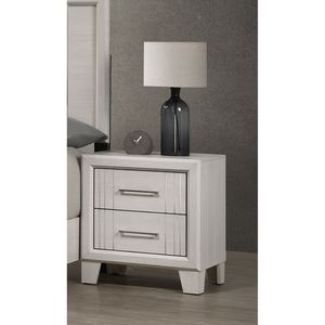 Comodino Contemporaneo con Due Cassetti in Legno, Colore Bianco/Beige - Product Image 3
