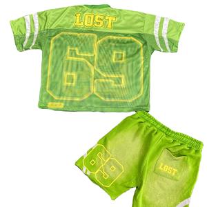 Custom Printed <b>Men</b> <b>Short</b> Sleeve Polyester Summer Outerwear <b>Set</b> Streetwear Mesh Football Jersey Crop <b>Top</b> <b>Shorts</b> Cropped Boxy Fit - Product Image 2