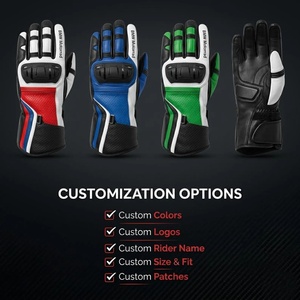 Gants de moto en cuir à doigts entiers, respirants, antidérapants, avec sangle de poignet réglable, pour hommes, été - Product Image 2