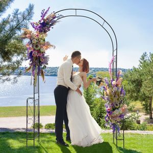 7.9 Feet Metal Garden Arch <b>Backdrop</b> <b>Stand</b> with Fence for Wedding and Climbing Plants - Product Image 3