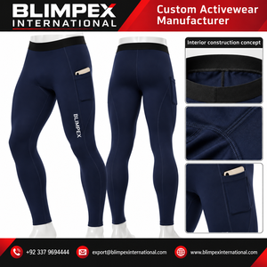 Leggings de Entrenamiento Personalizados para Hombre con Bolsillo Lateral para Teléfono, Leggings de Gimnasio de Longitud Completa, Marca Privada OEM, Directo de Fábrica, Blimpex INT - Product Image 6