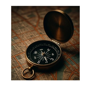 Imperial Brass Store <b>Antique</b> Brass <b>Compass</b> Vintage Nautical Decor Navigation Tool with Premium Leather Case - Product Image 3