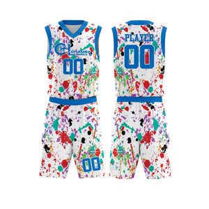 Custom Neon <b>Paint</b> Splatter Breathable Sleeveless Basketball Uniform Premium Sublimation 100% Polyester Sports Apparel - Product Image 3