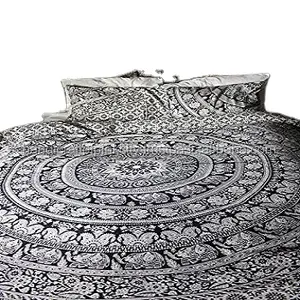 Twin Size Elephant Mandala Duvet Cover Indian Quilt Cover Set jumpsuits, Playsuits Handmade Cotton Bed Cover