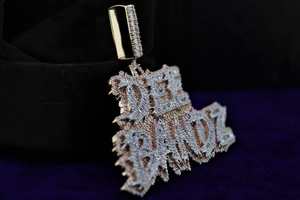 Pendentif personnalisé en moissanite baguette, en argent 925, passe le testeur de diamant, entièrement serti, style hip-hop, bicolore, pour homme - Product Image 2