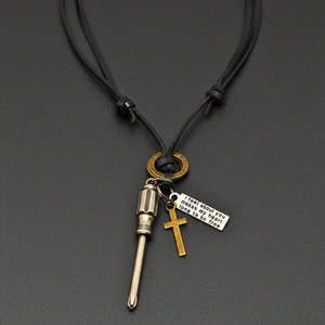 Fashion Pendant Necklace 2.5-Inch Pure Stainless Steel Pendant with Adjustable Leather <b>Rope</b> for Men & Boys - Product Image 5