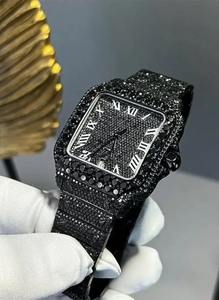 42mm <b>Black</b> Dial Fully Automatic Roman Numeral VVS Moissanite Diamond Bussdown Diamond <b>Watch</b> for Men's Fashion - Product Image 2