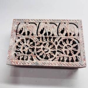 Elegant Modern Rectangle Shape Pure Marble Soapstone Carving <b>Box</b> with Engraved Design Decorative <b>Gifting</b> Jewelry <b>Box</b> - Product Image 1