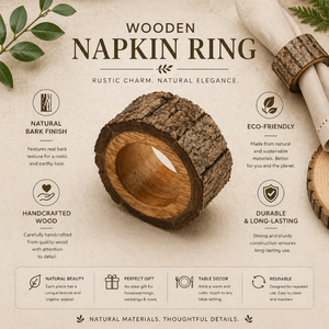 Natural <b>Wooden</b> Napkin Rings Set Handmade <b>Rustic</b> | Napkin Holders for <b>Dining</b> <b>Table</b> Decor Wedding Party Hotel <b>Table</b> Setting - Product Image 5