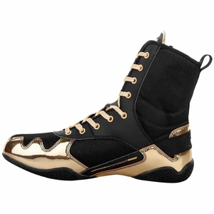 Chaussures de boxe en maille noire et or, à lacets, montantes, respirantes, pour l'entraînement, à prix abordable et avec service OEM ODM - Product Image 2