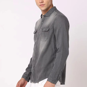 Chemise en jean décontractée personnalisée 100 % coton de haute qualité, respirante et à séchage rapide, design d'usine, best-seller pour hommes - Product Image 2