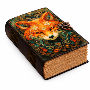 Fox UV print Leather Journal <b>Notebook</b> <b>diary</b> Notepads Blank deckle edge vintage cotton antique paper Paper Gift Art Sketchbook - Product Image 1