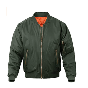 Bomber Jacket Padded Zip Outerwear Warm Lined Windbreaker Ribbed Trim Custom Clothing Wholesale Winter Apparel Casual <b>Coats</b> - Product Image 2