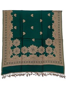 Chal de Lana Azul con Diseño Floral, Suave y Cálido, Estilo Étnico, para Mujer, Ideal para Bodas y Fiestas de Invierno, Estilo Indio y Pakistaní - Product Image 5