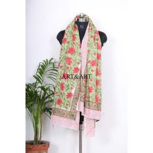 Pareo de algodón con diseño floral, estampado a mano con bloques de madera, pañuelo de alta demanda, cubierta de playa, sarong indio suave, precio al por mayor - Product Image 3