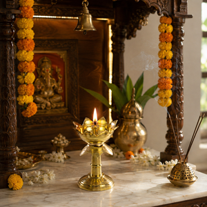 Brass Traditional Kerala Nilavilakku <b>Oil</b> <b>Lamp</b> Set Handmade Pooja Deepam Decorative Diya Temple <b>Lamp</b> Festival Home Decor Gift - Product Image 4