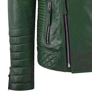 Vestes d'hiver pour hommes imperméables fabriquées en usine, couleur verte, col mandarin, vestes en cuir tendance, service OEM - Product Image 6