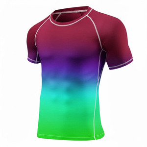 เสื้อรัดกล้ามเนื้อแขนสั้นสำหรับผู้ใหญ่ ยูนิเซ็กซ์ สีไล่ระดับ ระบายอากาศได้ดี พิมพ์ลายด้วยเทคนิคการถ่ายเทความร้อน สำหรับ MMA BJJ แห้งเร็ว - Product Image 5