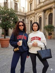 Sudadera Oversize Personalizada para Mujer con Estampado Gráfico de Letras Universitarias, Cuello Mock y Hombros Caídos, de Felpa Pesada - Product Image 5