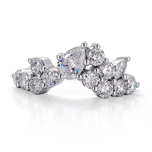 แหวนเพชรทองคำขาว 14K ดีไซน์แฟชั่น ประดับเพชรเม็ดหลักทรงหยดน้ำ DEF VVS เพชรแล็บ สำหรับผู้หญิง เหมาะเป็นของขวัญวันเกิด - Product Image 2