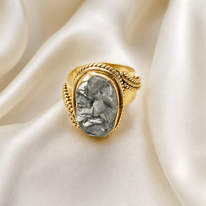 Raw Pyrite Crystal <b>Statement</b> <b>Ring</b> 925 Sterling Silver Rose Gold Yellow Gold Plated Handmade Designer Gemstone <b>Ring</b> for Unisex - Product Image 2