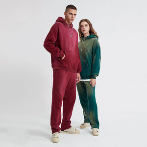 OEM Unisex Acid Wash Oversized Pullover <b>Hoodie</b> & Jogger Set Cotton Fleece Casual Streetwear Fashion Clothing Tracksuit Men Women - Product Image 3