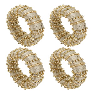 Porta Servilletas de Lujo con Acabado Dorado Brillante, Anillo para Servilletas con Pedrería Dorada Glamurosa para Cenas Formales - Product Image 4