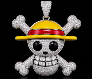 Colgante de Moissanita Esmaltada en Amarillo y Rojo, Colgante de Cruz, Amuleto de Calavera, Joyería en Tono Plateado, Regalo - Product Image 1