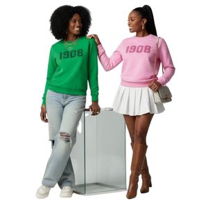 Sudadera Rosa de Invierno con Bordado Chenille, Cuello Redondo, Forro Polar de Algodón Premium, Unisex, Cálida, Estilo Urbano - Product Image 1