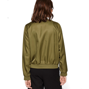 <b>Women</b> Satin <b>Jacket</b> Solid Color <b>Lightweight</b> Zip Front Long Sleeve Casual Outerwear Ribbed Cuffs Smooth Glossy Finish Daily - Product Image 2