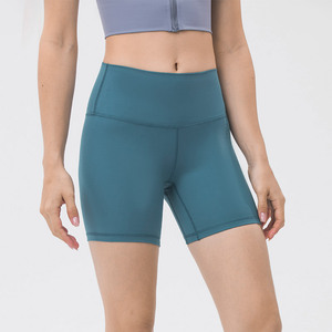 Shorts de yoga taille haute pour femmes, couleur unie, sans couture, en spandex et nylon, extensible dans quatre directions, taille élastique, vêtements de fitness - Product Image 1