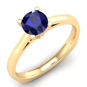 Bague REYES en argent sterling 925 avec saphir bleu taille ronde de 0,75 carat, certifiée GRA, et moissanite solitaire, tendance - Product Image 2