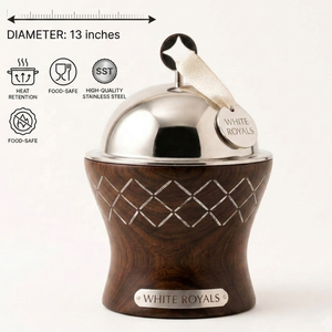 Olla Moderna Geométrica Tallada en Madera con Revestimiento de Acero Inoxidable, Aislada, para Mantener la Comida Caliente, Tipo Buffet, para Oriente Medio - Product Image 4