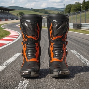 Flame Design Black Orange Leather Motorcycle Racing <b>Suit</b> <b>Men</b> One Piece Breathable <b>Waterproof</b> Protective Wear All Seasons Adult - Product Image 4