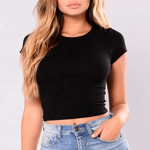 T-shirt ample en tricot respirant pour femme PUFFIN SPORTS, col en V, manches courtes, style streetwear, uni, 120g viscose/coton - Product Image 2