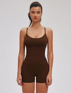 Nuevo estilo 2026 Conjunto deportivo de 2 piezas para mujer: Top corto tipo racerback y shorts a juego de cintura alta para yoga, gimnasio y pilates - Product Image 4
