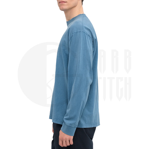 Camiseta de Manga Larga Extra Grande Personalizada para Hombre, Algodón Grueso, Estilo Vintage Lavado, Corte Holgado, Camiseta Lisa, OEM ODM - Product Image 4