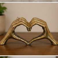 Escultura Moderna de Manos en Forma de Corazón de Aluminio Dorado, Arte Abstracto Hecho a Mano para Decoración de Mesa, Adorno para Hogar, Oficina, Boda, Sala de Estar