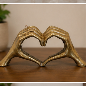 Modern Gold Aluminum <b>Heart</b> Hands Sculpture Handmade Abstract Tabletop Art Decor Showpiece for Home Office Wedding Living Room - Product Image 2