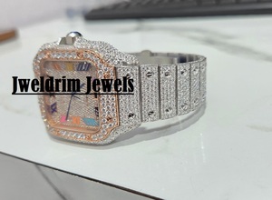 Montres mécaniques personnalisées, montre à quartz sertie de cristaux, cadran carré, bracelet en cristal, montre-bracelet couleur or rose, bijoux de fête, cadeau - Product Image 2