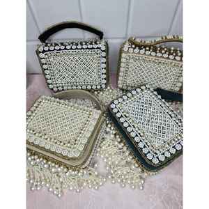 High Quality Velvet Embroidery Evening <b>Bag</b> with <b>Flower</b> Embellishments from India - Product Image 1